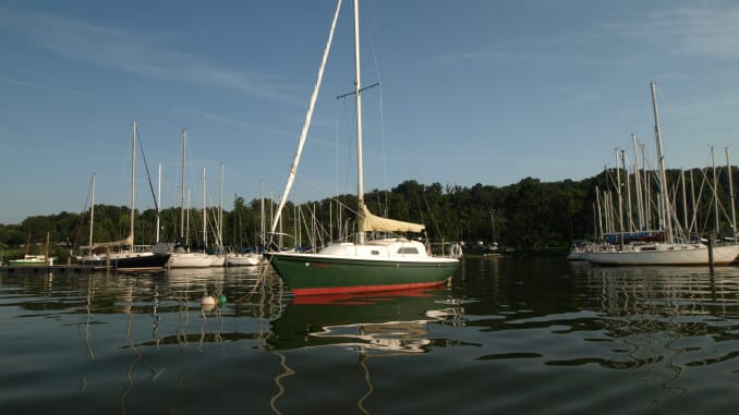 Sail boats gathered at watts bar lake and fort loudon lake for sailing club gathering