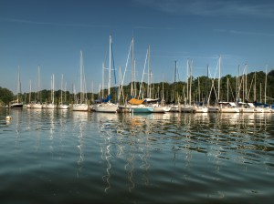 View of sailboats docked at Fort Loudoun Yacht Club in Tennessee